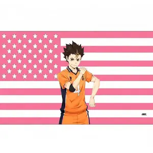 Haikyuu!!US Banner: Noya Yuu - Orange and Pink Pride, Guardian Deity#4 Flag.Nishinoya's Fierce Energy Wall Tapestry.