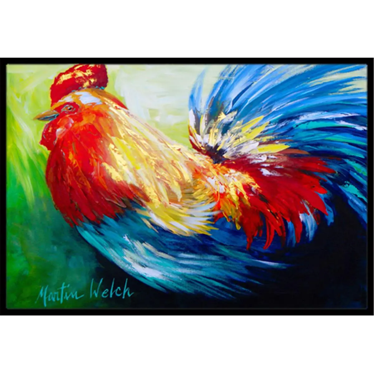 212 MAIN Large Size (24x36 in.) Farmhouse Multicolor Rug, Bird-Rooster Chief Big Feathers Rug Artwork, Indoor-Outdoor Use Doormat, Rustic Farmhouse Decor