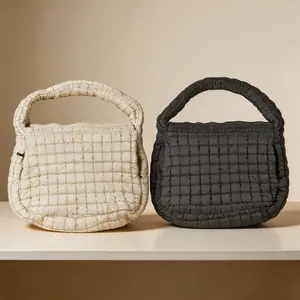 Cloud Quilted Puffer Shoulder Bag Large Capactity Minimalist Soft Grid Hobo Handbag Trendy Casual Daily Commute Purse for Women