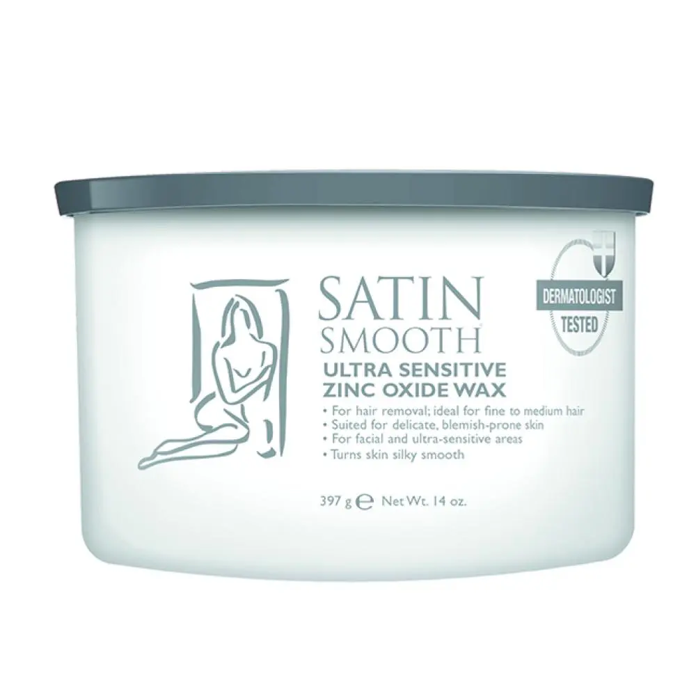 Satin Smooth Ultra Sensitive Buffered Zinc Oxide Semi Solid Hair Removal Wax - 14oz, for Fair Complexions & Thin Skin, Beauty & Personal Care, Body Care, Facial Wax, Facial Wax Wax