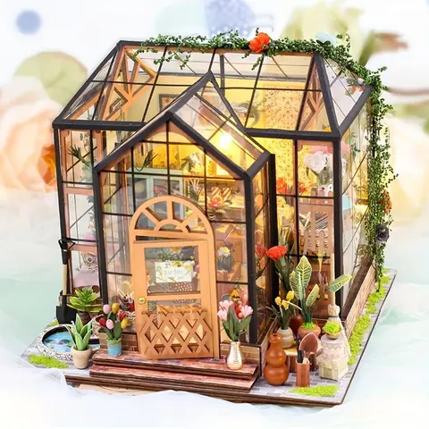 DIY Bookcase Kit, Assembly Craft 3D Wooden Puzzle Shelf, Carving Decoration Style Shelf Kit, DIY Miniature House Kit for Shelf Decoration, House Building Kit, Creative Building Set, DIY Building Model, Complete DIY Set, No Battery/ Glue