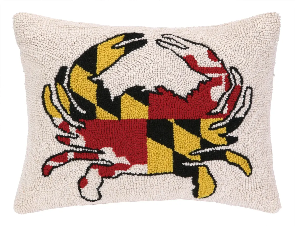Peking Handicraft 30UNA78C18OB 14 x 18 in. Crab Poly Filled Hook Pillow, Multi Color