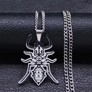 steampunk gear ant stainless steel necklace men's  punk goth titanium steel pendant jewelry
