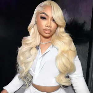 Natural Looking Glueless 613 Blonde 6×5 Lace Closure Wig Beginner Friendly Pre-Cut Lace & Bleached Knots Put On and Go Wig Match All Skin Flawlessly