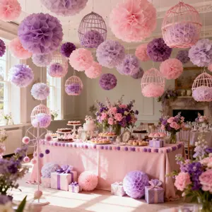 21pcs Mixed Color Paper Flower Balls Set, DIY Handmade Ceiling Hanging Decorations, Romantic Party Wedding Birthday Decoration