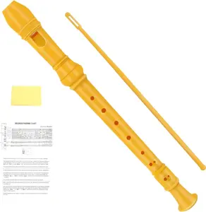Recorder Instrument for   Beginners Students  Style C Key Soprano Recorder Instrument 8 Holes 3 count ABS Descant Recorders with Cleaning Kit, Packing Bag (Yellow)