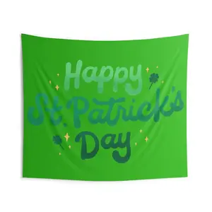 Happy St. Patrick's Day 2026 Indoor Wall Tapestry |   Shamrock Holiday Decor