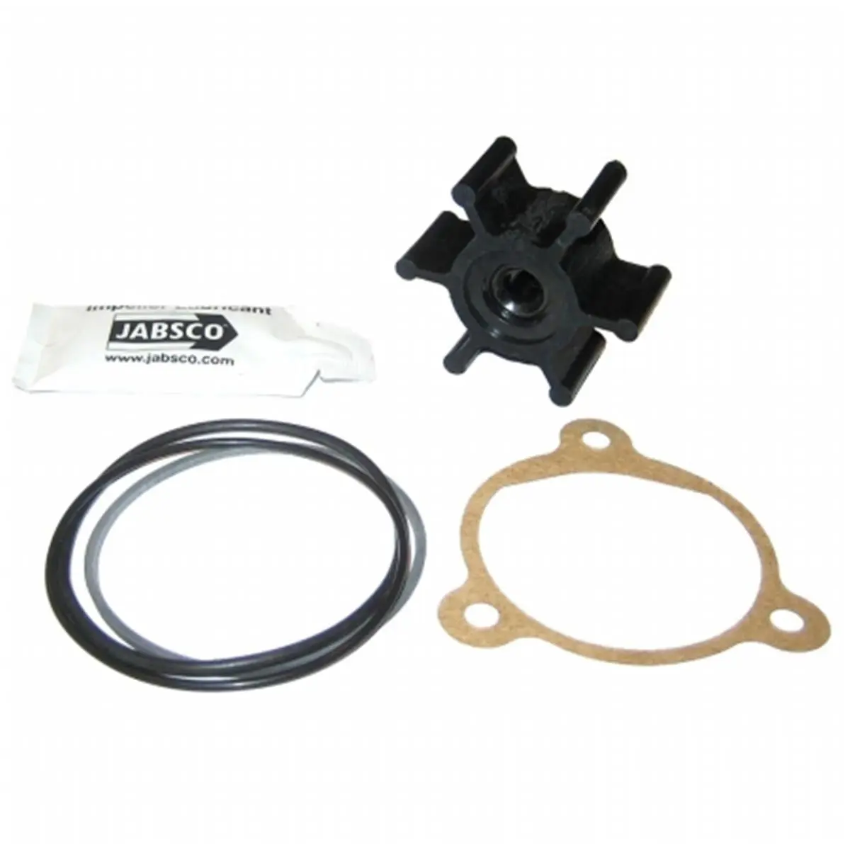 Jabsco Water Puppy Neoprene Impeller Kit - 6-Blade, 0.3125 in Shaft Diameter, Includes Cover, Gasket, O-Ring (Used in Jabsco Water Puppy)