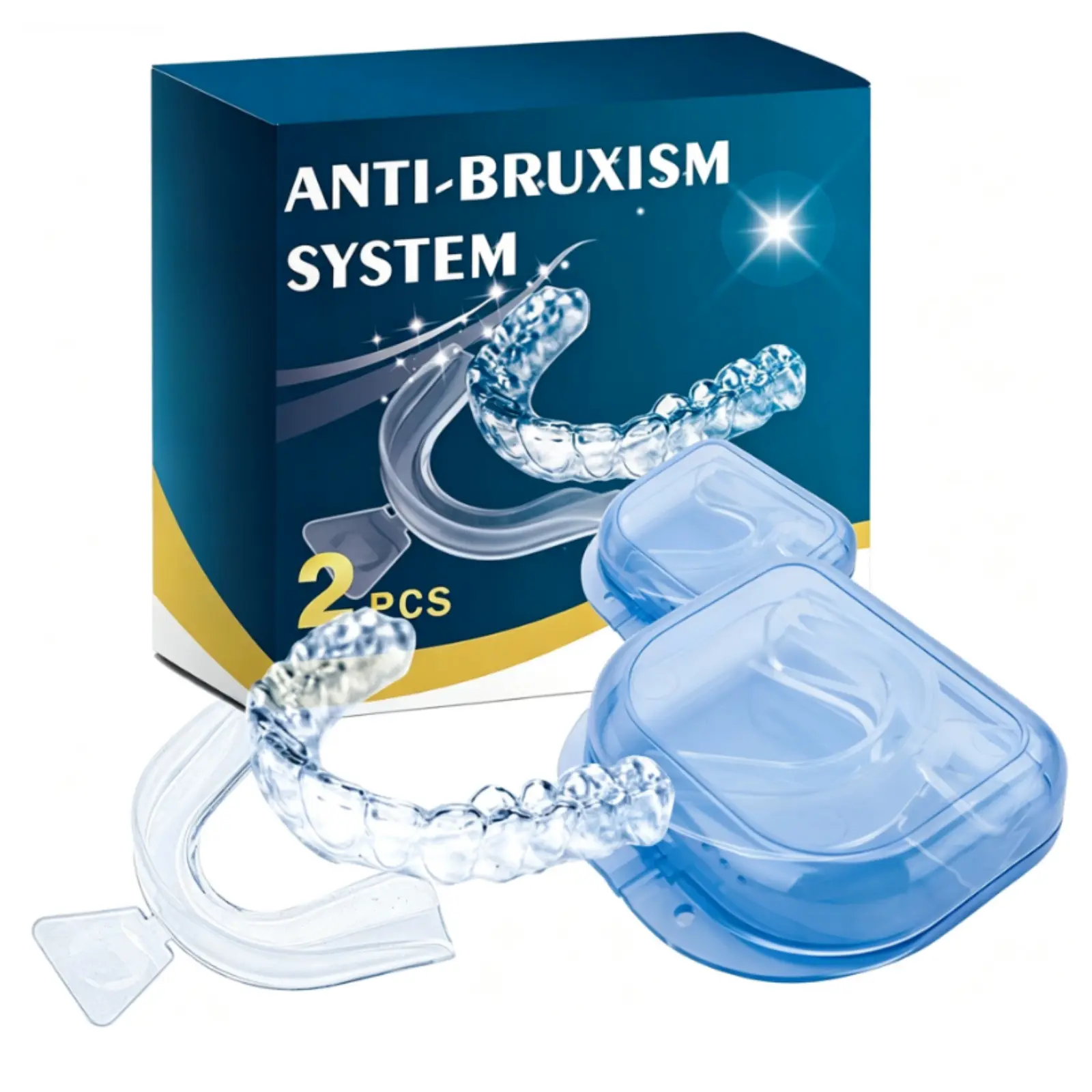 2PCS Thermoformable Dental Mouth Guards - Bruxism, TMJ Relief, Night Tooth Protection, Boxing Teeth Protectors with 1 Hygienic Storage Box