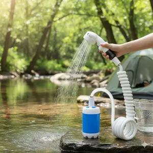 Portable USB Rechargeable High Pressure Shower - Adjustable Water Flow, Lightweight, Waterproof & Drop-Resistant for Outdoor Camping, Travel, Garden, Car Wash, Home Bathroom & Vehicle Use. Energy-Efficient Fast Charging Spray Cleaning Tool.