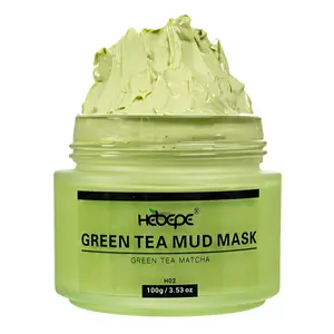 Hebepe Green Tea Matcha Facial Detox Mud Mask with Aloe Vera, Deep Cleaning, Hydrating, Healing, and Relaxing Volcanic Clay Beauty Cream for Skincare