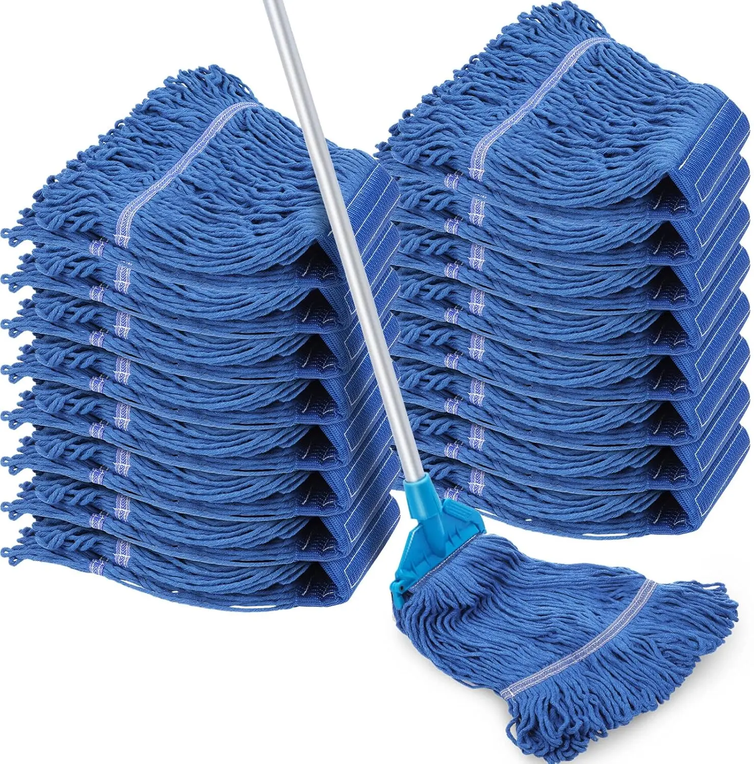 16 Pack Commercial Mop  Replacements Looped End Wet Mop  Heavy Duty Mop Heads Cotton String Mops Blue Industrial Cleaning Mop  Refills for Commercial Industrial Home Cleaning