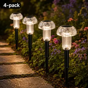 Cozy-Pavilion Solar Pathway Lights [10-Second Setup] - 12 Pack | Multi-Color Auto On/Off | IP55 Waterproof Outdoor Garden Lights | High-Efficiency Solar Stakes for Yard & Driveway