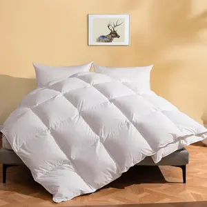 DWR Luxury Feather Down Fiber Comforter Oversized Queen Size,-Soft Cotton-, Light Weight for Hot Sleepers/Warm Hotel Style Duvet Insert with Ties (98"x98", White)