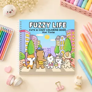 Fuzzy Life: Cute & Cozy Coloring Book for Adults & Teens Featuring Adorable Animal Friends in Everyday Moments for Stress Relief