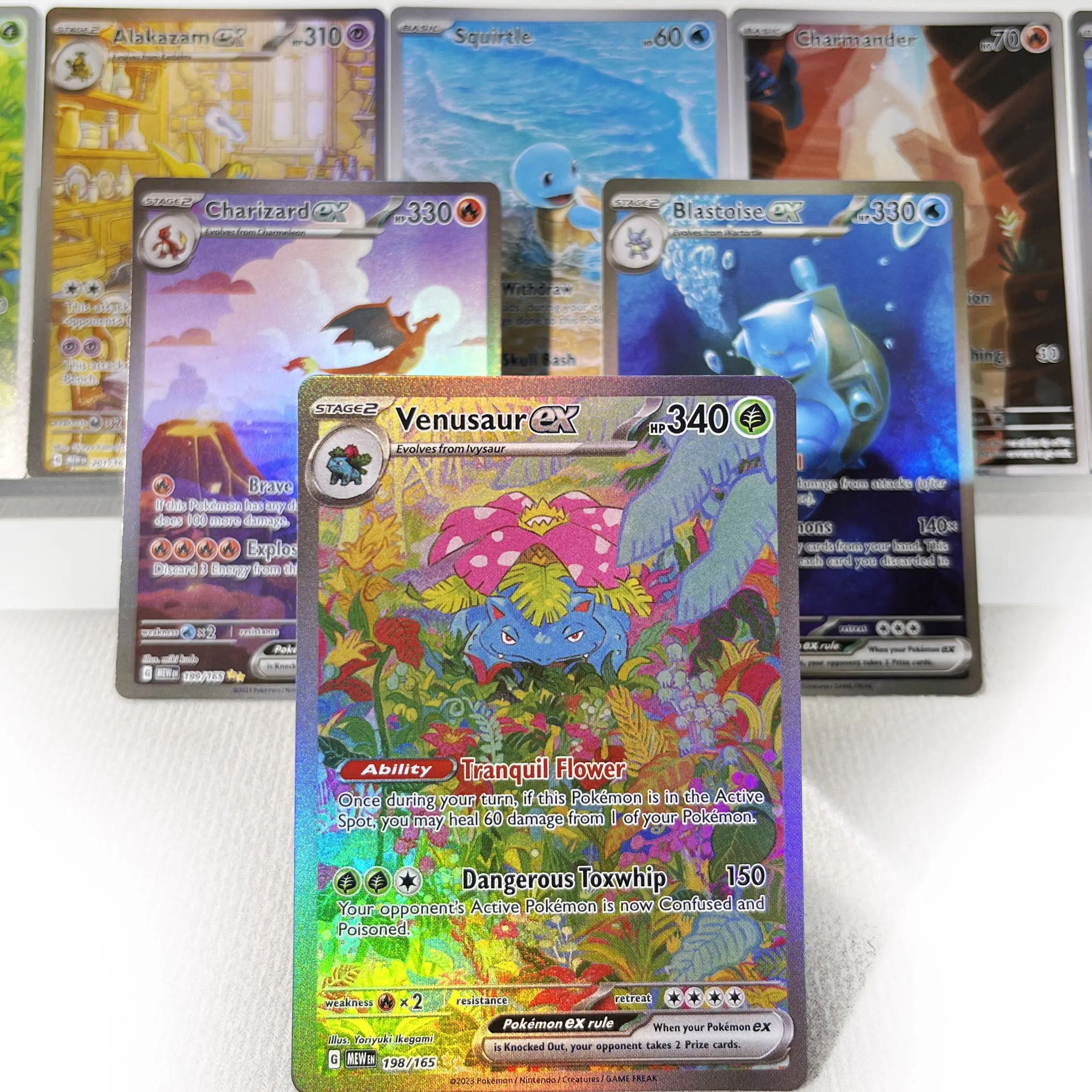 Pokémon 151 PKM Cards PTCG3-D Bulbasaur Squirt Rainbow Gengar ex Holographic Ex GX Rare Collection Battle Toys Gifts for Hobbies