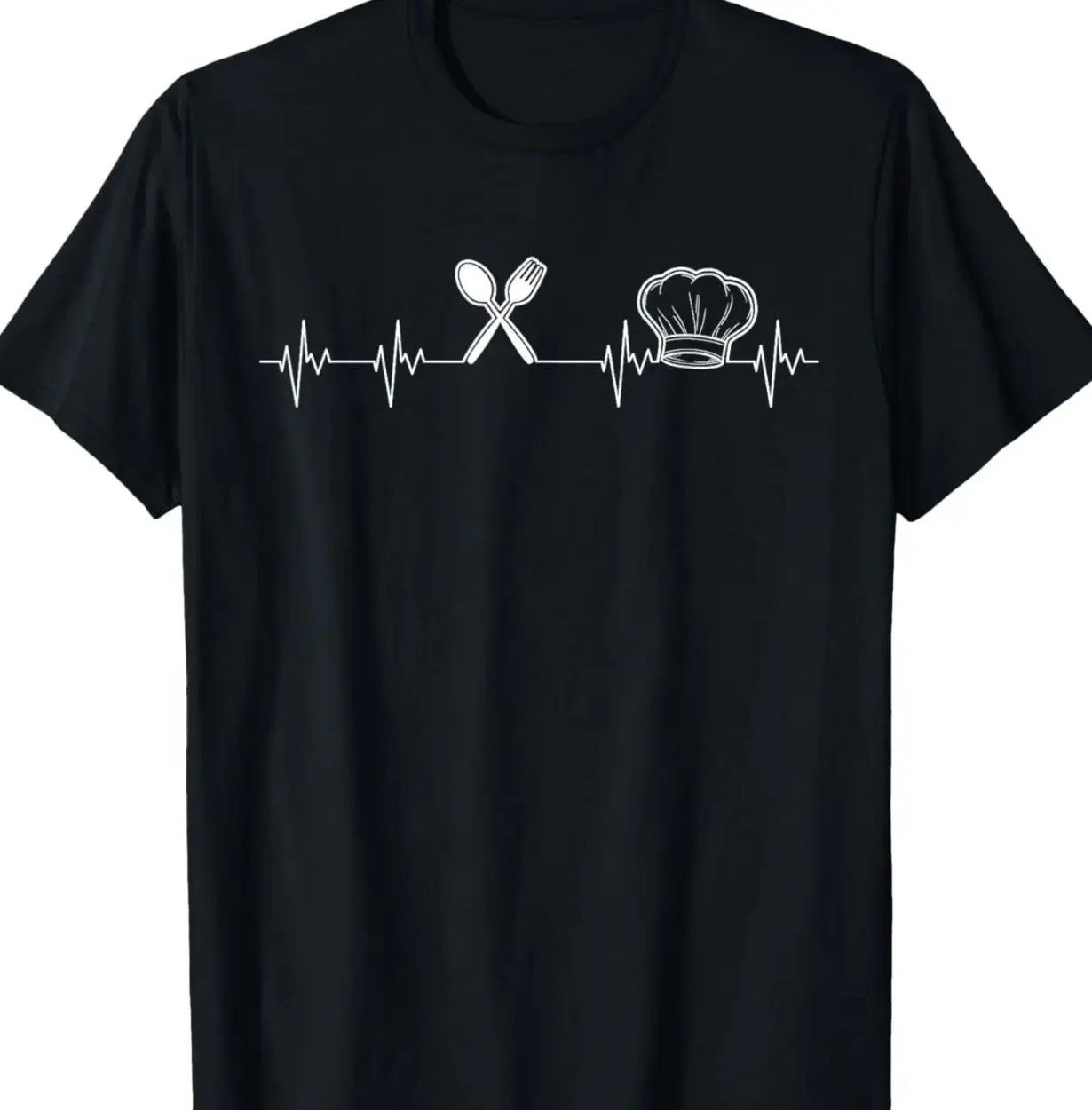 100%cotton Chef Heartbeat Funny Culinary Chef Gift Cooking Lover T-Shirt Tops Casual