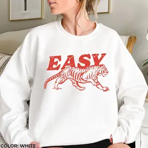 Easy Tiger Sweatshirt, Retro Boho Sweater, Unisex Aesthetic Sweatshirt, Trendy Graphic Sweatshirt, Hippie Clothes, Indie Sweater