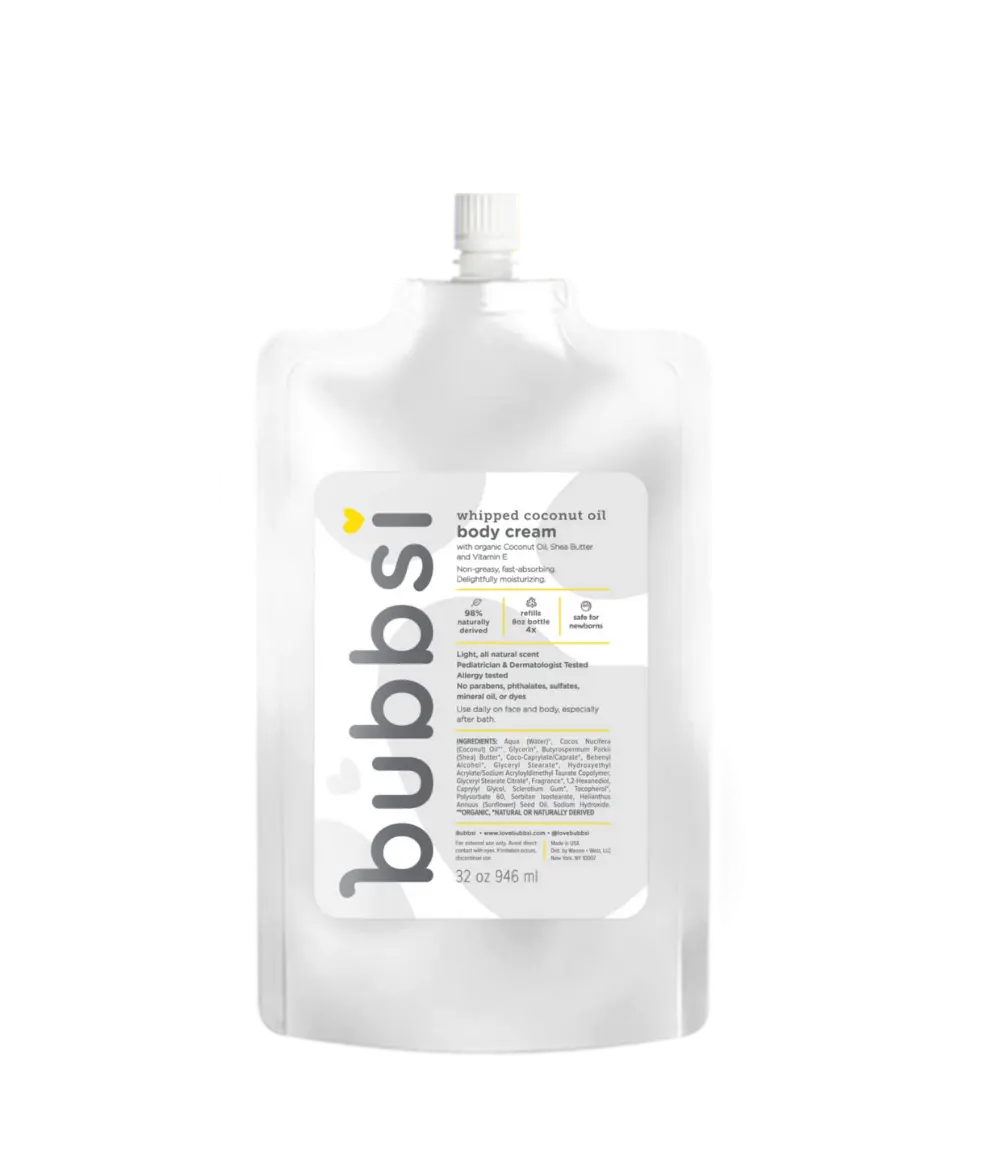 REFILL POUCH: Whipped Coconut Oil Body Cream | Everyday Rich Hydration for Face & Body | Vegan, 98% Naturally-Derived, Petroleum-Free | Organic Coconut Oil, Shea Butter, Vitamin E | Light Coconut Vanilla Scent