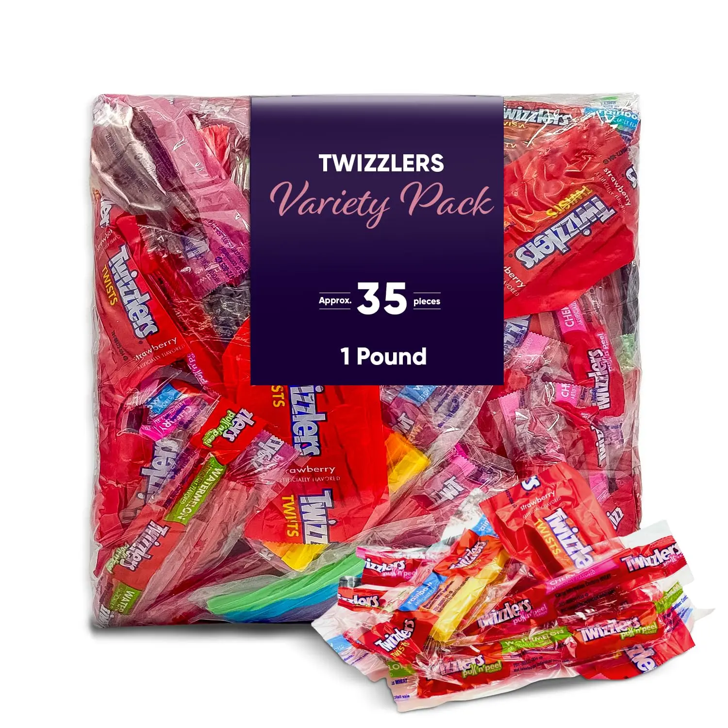 Licorice Candy Assorted Mix 1 Pound (Approx 35 Pieces) Individually Wrapped \u2013 Cherry, Watermelon, Strawberry, Rainbow
