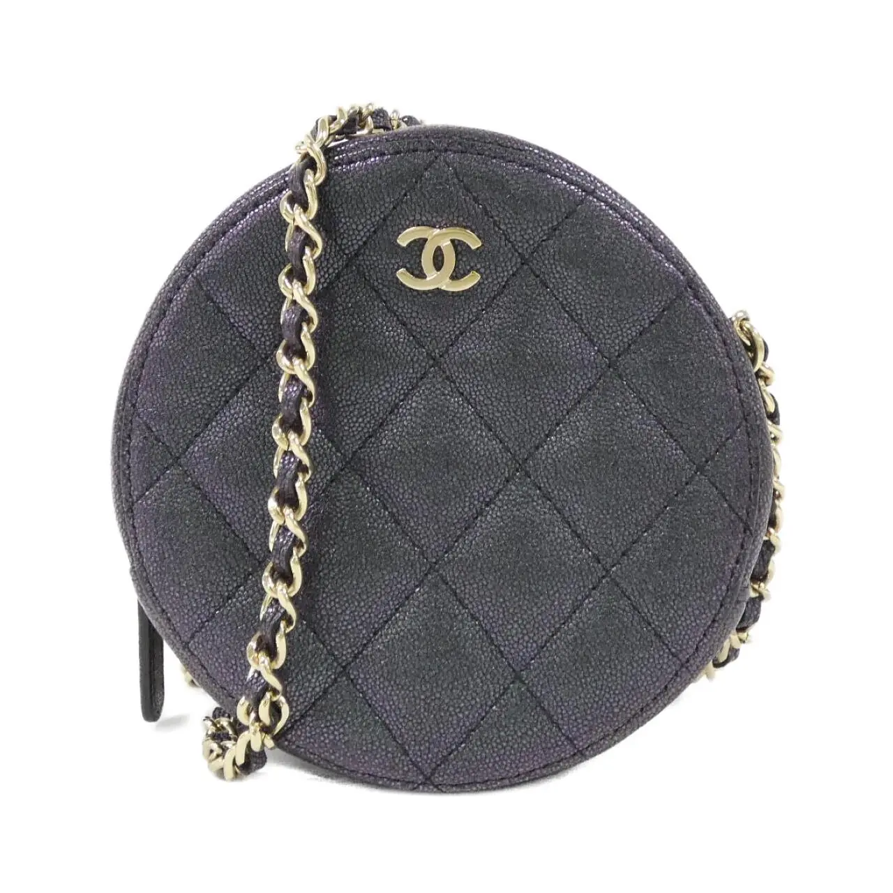 Pre-owned CHANEL Calfskin Shoulder Bags Timeless Classic Line Iridescent Grained Calf Shoulder Bag