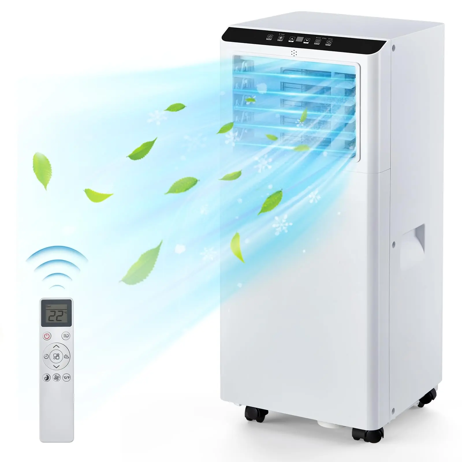 Portable Air Conditioner, 8000 BTU, Portable Ac Unit, Cools Up to 350 Sq.Ft, 3 In 1 Air Conditioner with Fan, Dehumidifier, Room Air Conditioner for Bedroom, Living Room, White