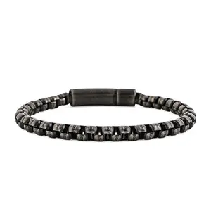 Fancy Chain Bracelet in ION Plated Black Stainless Steel 8.00 In