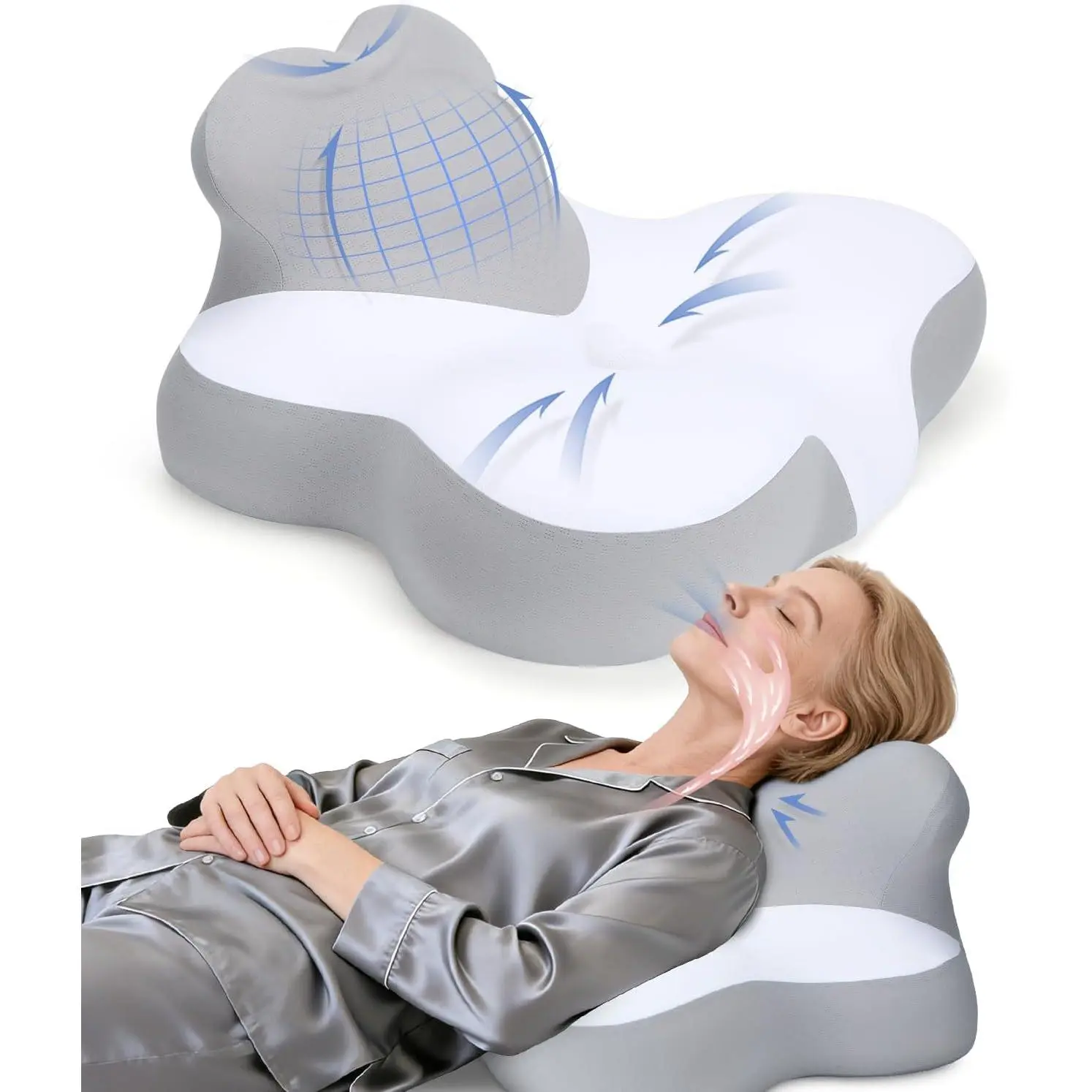 10-in Memory Foam Bed Wedge Pillow - Ergonomic Incline Cushion with Neck Support for Back Pain, Acid Reflux, Snoring Relief