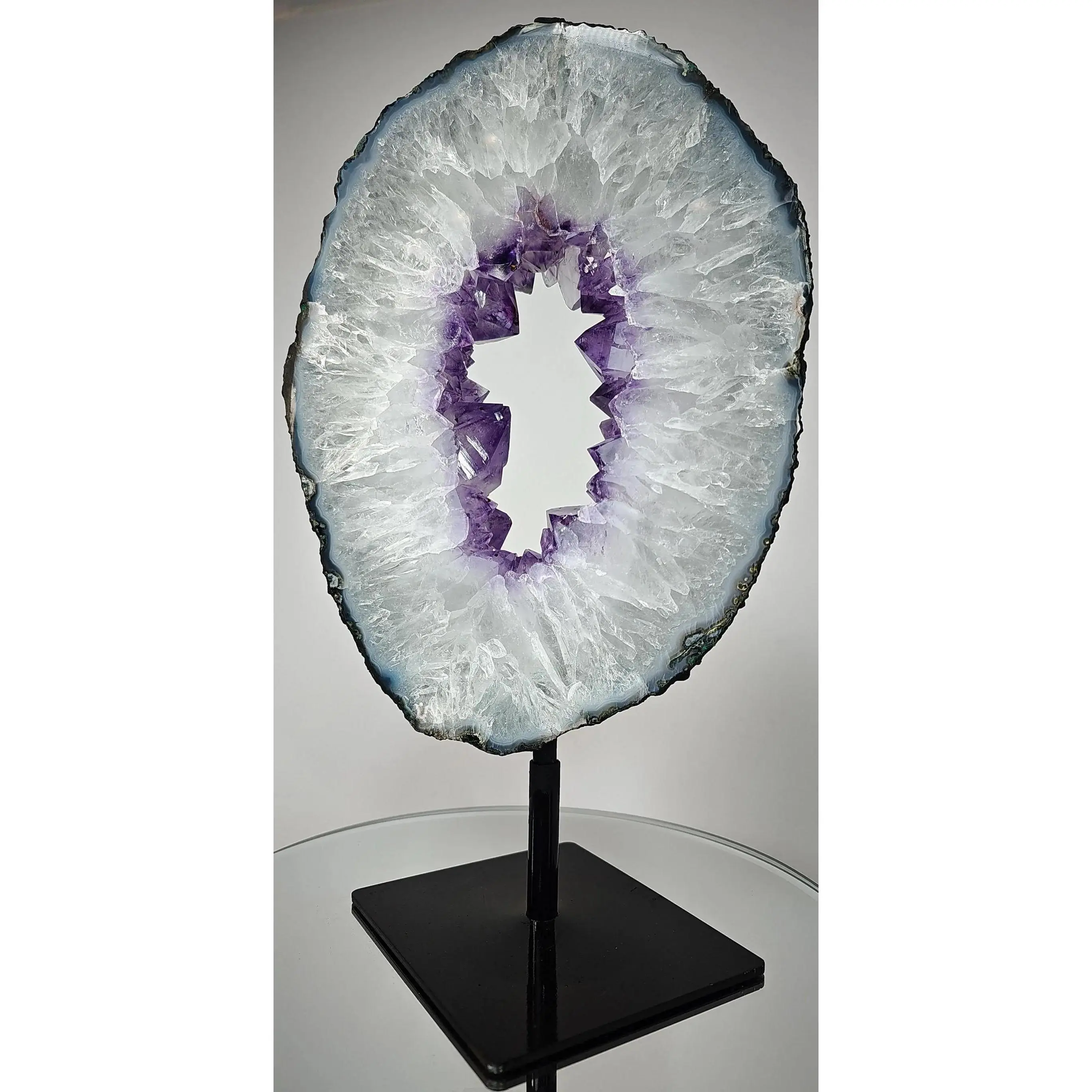 Amethyst Portal with Calcite and Stalactite Eye - Product of Brazil