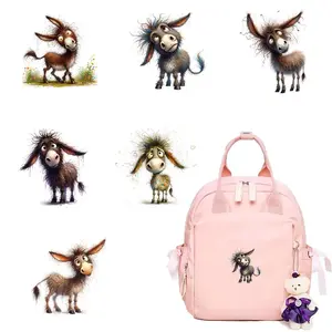 Cartoon Donkey Pattern Backpack Set, Cute Donkey Pattern Backpack & Lunch Bag & Pencil Case & Handkerchief & Bag Decoration & Wallet, Birthday Gift