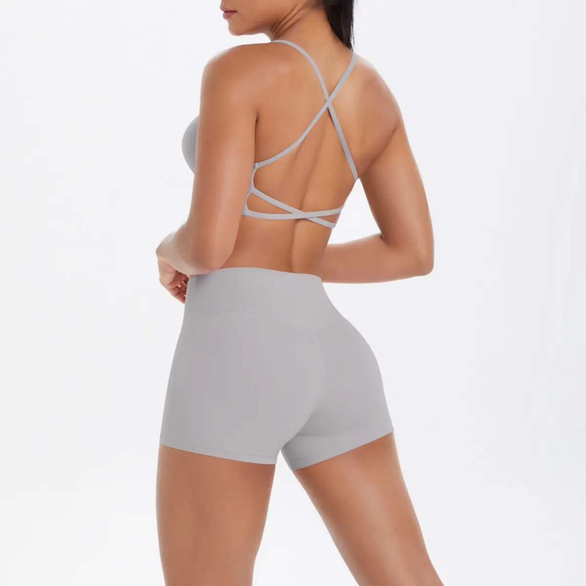 7112 Bra+7101 Shorts Set   Frost Grey