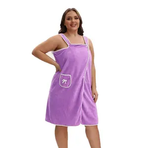 Women's Coral Fleece Bath Towel Wrap, Soft Absorbent Beach Spa Sauna Shower Robe, Lightweight Comfortable Towels, Wash Towel