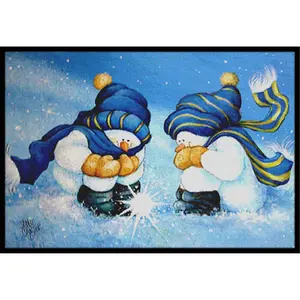 212 MAIN Fade-Resistant Artistic Snowman Rug - 24x36 in, Carolines Treasures "We Believe In Magic" Design, Rubber Backing, Indoor-Outdoor Household Textile Mat