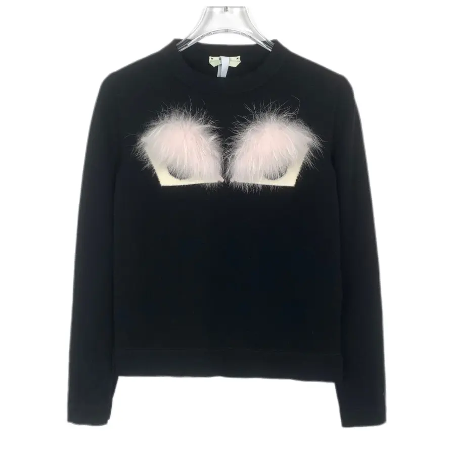 CALUXA- Fendi Black Monster Eyes Wool Sweater Size 36