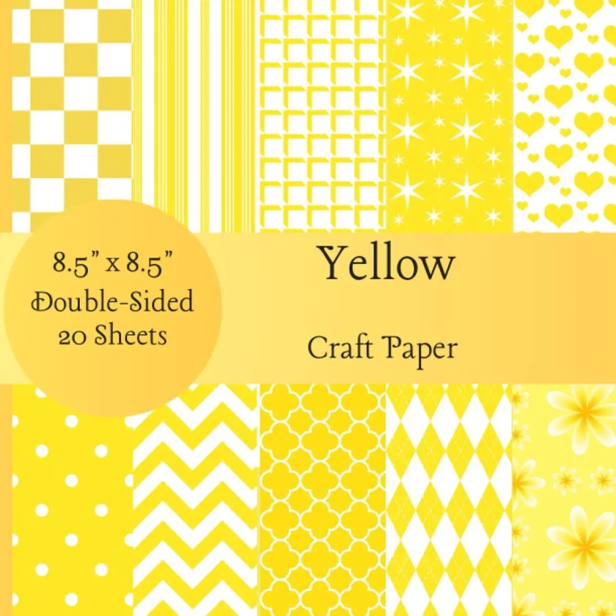 Yellow Craft Paper: Yellow & White Scrapbooking Paper Pad for DIY Crafts, 20 Double- Sided Sheets Paperback – April 16, 2023