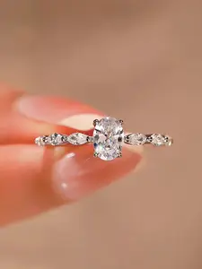 Elegant Romantic Oval Ring + Hidden Halo, Engagement & Anniversary Eternal Witness, Luxury Surprised Gift for Her