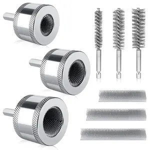 8mm Hex Shank Copper Pipe Cleaner Set, 1/2'',3/4'',1'' Copper Tube Cleaning for Drill with Replaceable Cleaner Brush Blades and Pipe Brushes