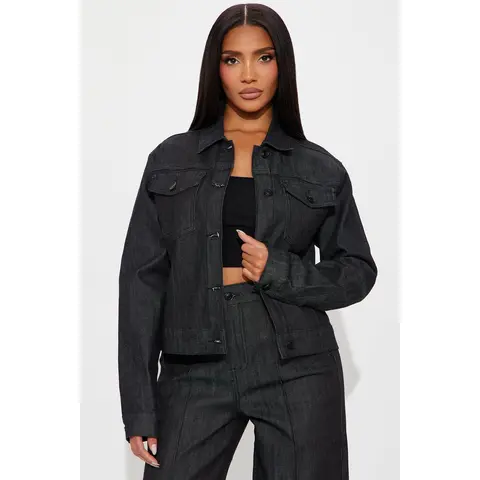 FYI Stretch Tailored Trucker Jacket - Black