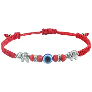 Red evil eye bracelet, red string handmade woven bracelet, amulet bracelet, good luck and blessing jewelry