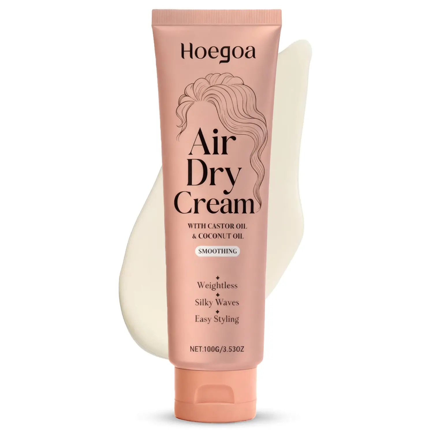 No Heat Air Dry Cream, No Heat Curl Cream for Curly & Wavy Hair, Lightweight Frizz Control Styling Cream with Castor Oil & Coconut Oil, Moisturizing Hair Styling Cream, 3.53 Oz