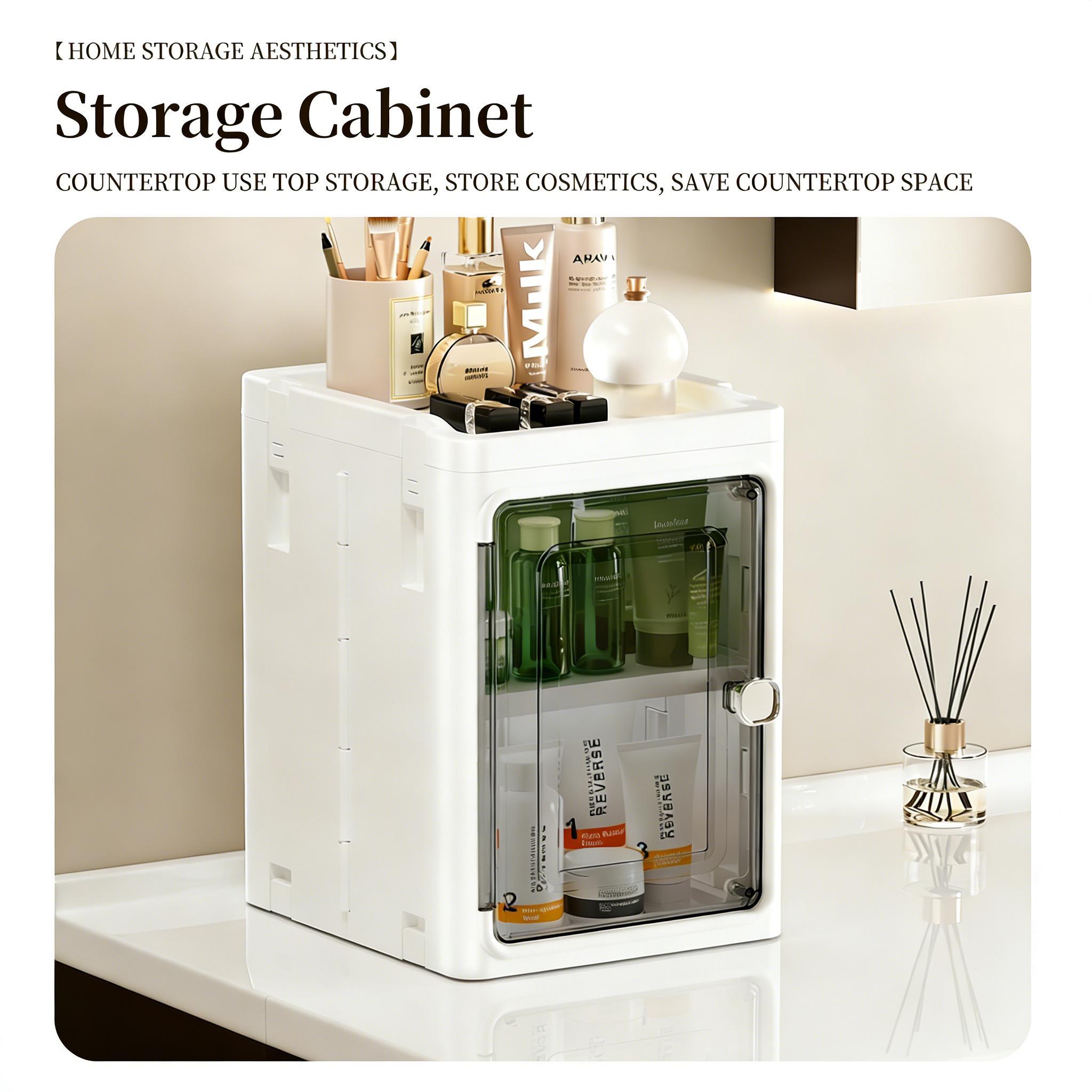 Mobile Foldable Dustproof Storage Cabinet Universal Wheels Magnetic Door Multilayer Slim Narrow Gap Storage Box Kitchen Bedroom Bathroom Side Home Organizer