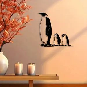 1pc Vintage Penguin Metal Wall Art, Vintage Penguin Statue Mural, Perfect for Aquarium, Study, Arctic Corner Decor, Winter Decor, Ideal Gift for Zoologists