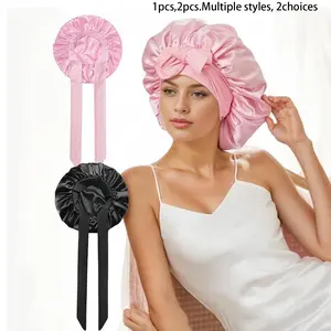 2Counts Satin Bonnet Silk Bonnet for Sleeping Double Layer Adjustable Hair Bonnet for Women Men for Curly Natural Hair with Tie Band,Heatless Styling Tool for Women Curly Hairstyles, Hair Styling Tools, Hair Products, Haircare, Hair Wraps, Hair Care Cap