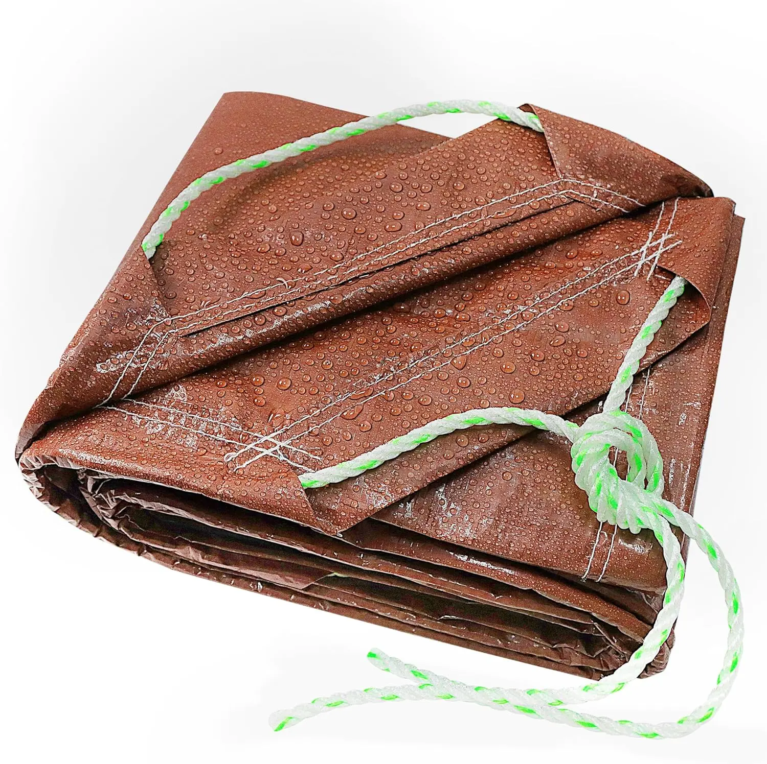 8x8 (2pack) Small tarp with Drawstring Tarp  Brown Medium Duty tarps Multipurpose Cover for Leaf Camping Firewood Outdoor Furniture etc.