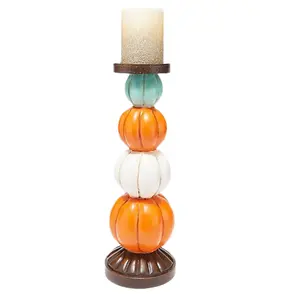 Hay And Harvest Fall Candle Pillar With Flameless Candle