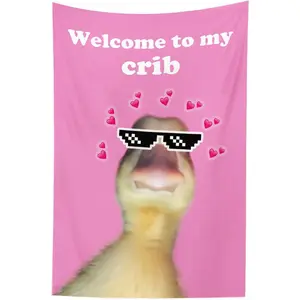 Welcome To My Crib Flag Room Decor Dorm Decor Duck Tapestry Lightweight Flags Wall Hanging for Bedroom Funny Tapestry College Dorm Decor Pink 60x40inch