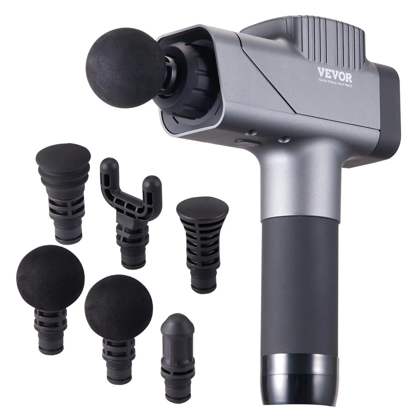 【Summerfinds】VEVOR Massage Gun Deep Tissue,  Percussion Muscle Massager for Athletes - with 8 Speed Levels & 6 Massage Heads, 16V 2500mAh Batteries, Handheld Massage Gun for Pain Relief, Muscle Relaxation