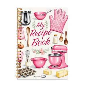 Personal Blank Recipe Notebook, Workbook, Fun Cooking Journal Diary, Write Your Own Recipes, Handmade Craft Item, Ideal for Cooks & Bakers, Spiral Bound Notepad