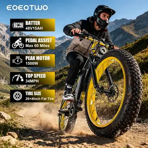 {EOEOTWO&E01} Adult electric bicycle, 1500W peak motor, 34MPH, 48V 15Ah detachable battery, total vehicle weight 29.6KG, 26-inch wide tires, suitable for commuting and off-road use (also applicable in rainy and snowy weather)