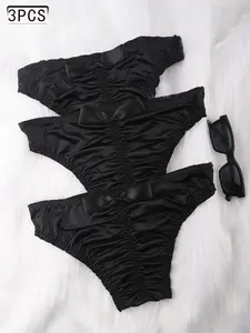 Men's Bow Tie Triangle Briefs Underwear Set of 3, Slim Fit, Classic Silk Smooth Fabric, All-Day Wear, Perfect for Daily Special Occasions, Christmas Gift